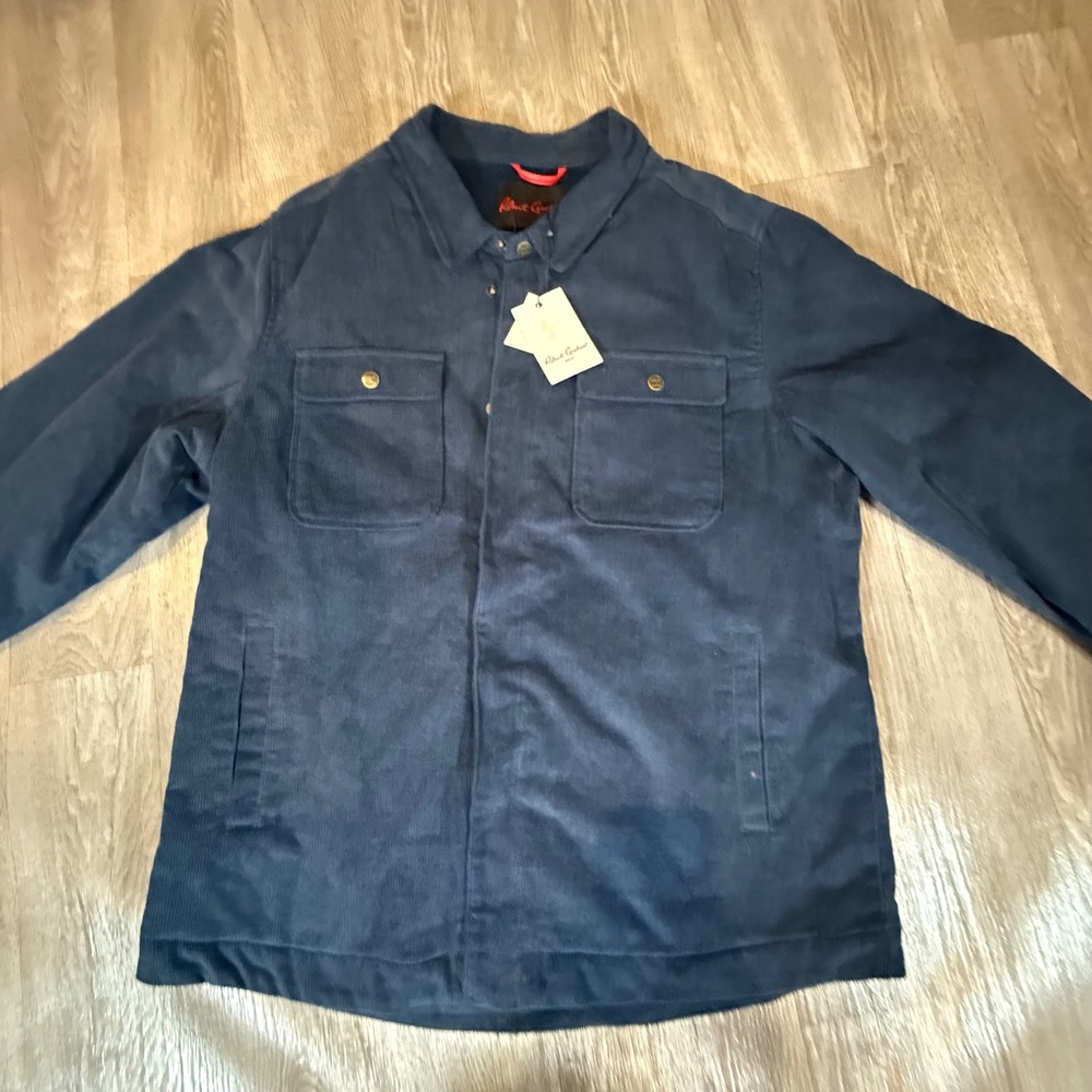 Robert Graham Navy Corduroy Quilted Lined Shirt Jacket Men's Size L RGF21R12‎
